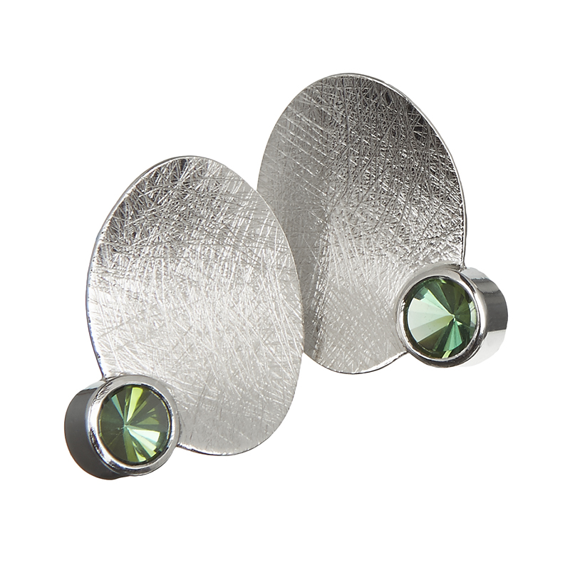 Palladium earstuds with tourmalines
