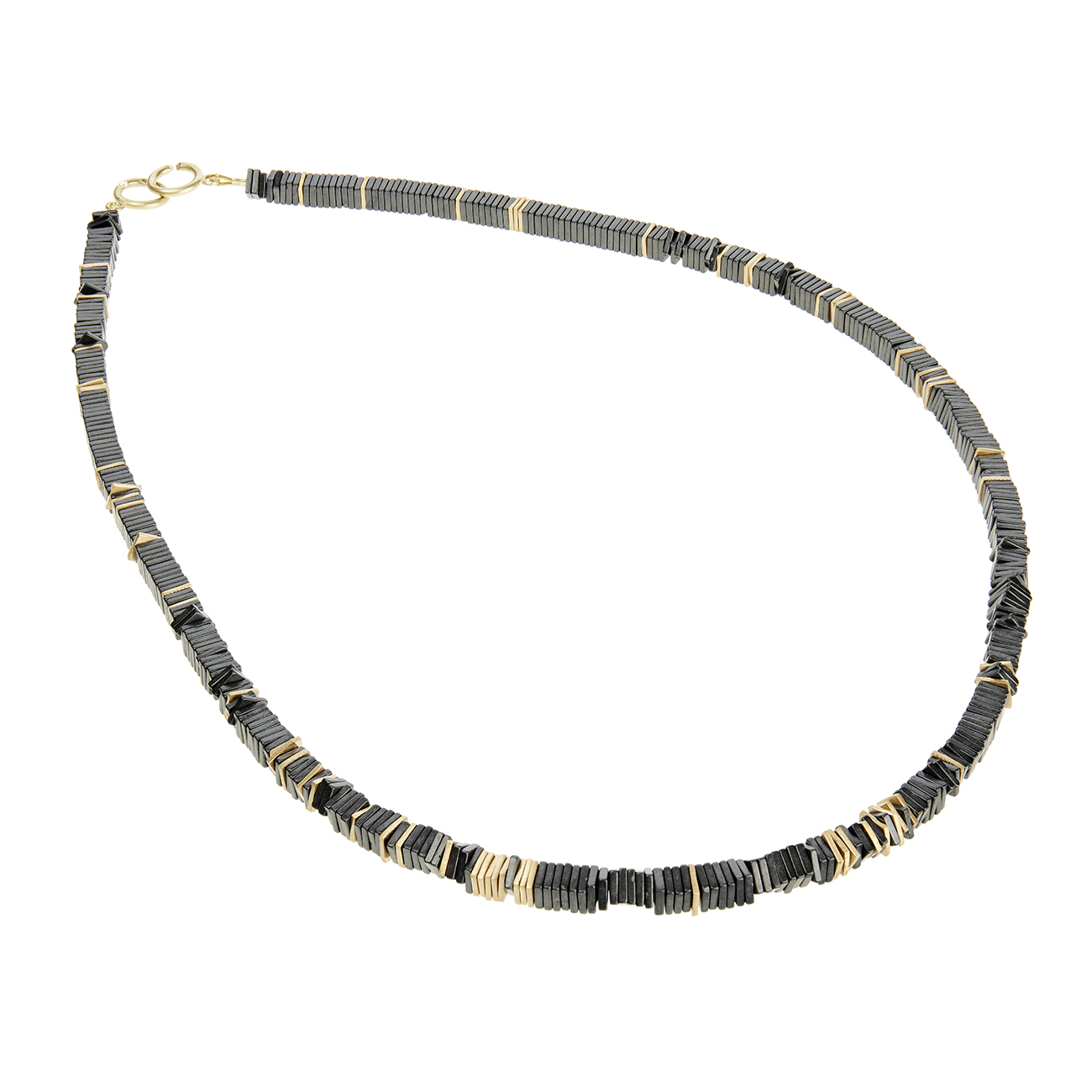 Gold and hematite necklace